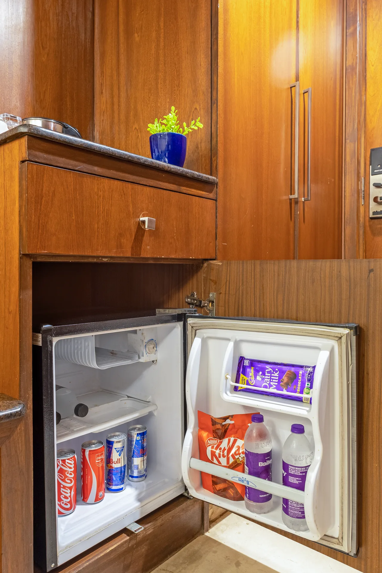 JK Hotel room minibar and refrigerator amenity JK Hotel room minibar and refrigerator amenity